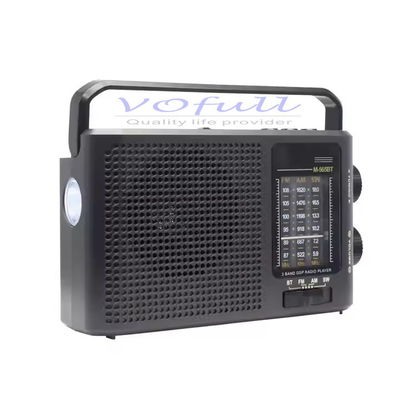 FM/MW/SW 3 Band Portable Radio Player with Built-In Speaker and Coffee/Wooden Design