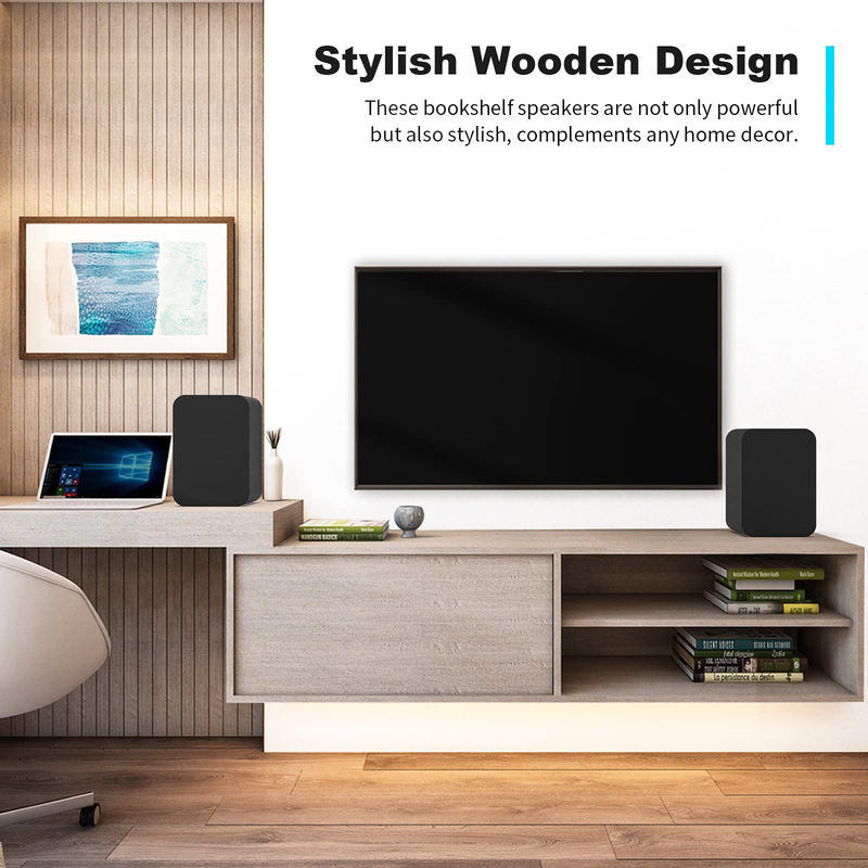 Active Bluetooth Bookshelf Speakers For TV Turntables 50W RMS