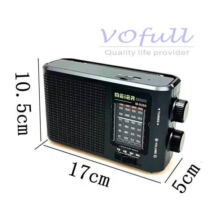 FM/MW/SW 3 Band Portable Radio Player with Built-In Speaker and Coffee/Wooden Design